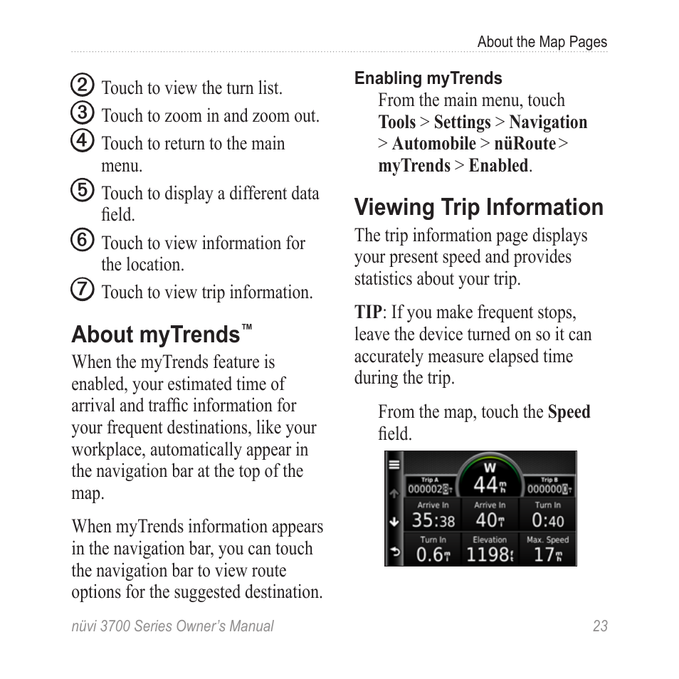 About mytrends, Viewing trip information | Garmin nuvi 3790T User Manual | Page 29 / 80