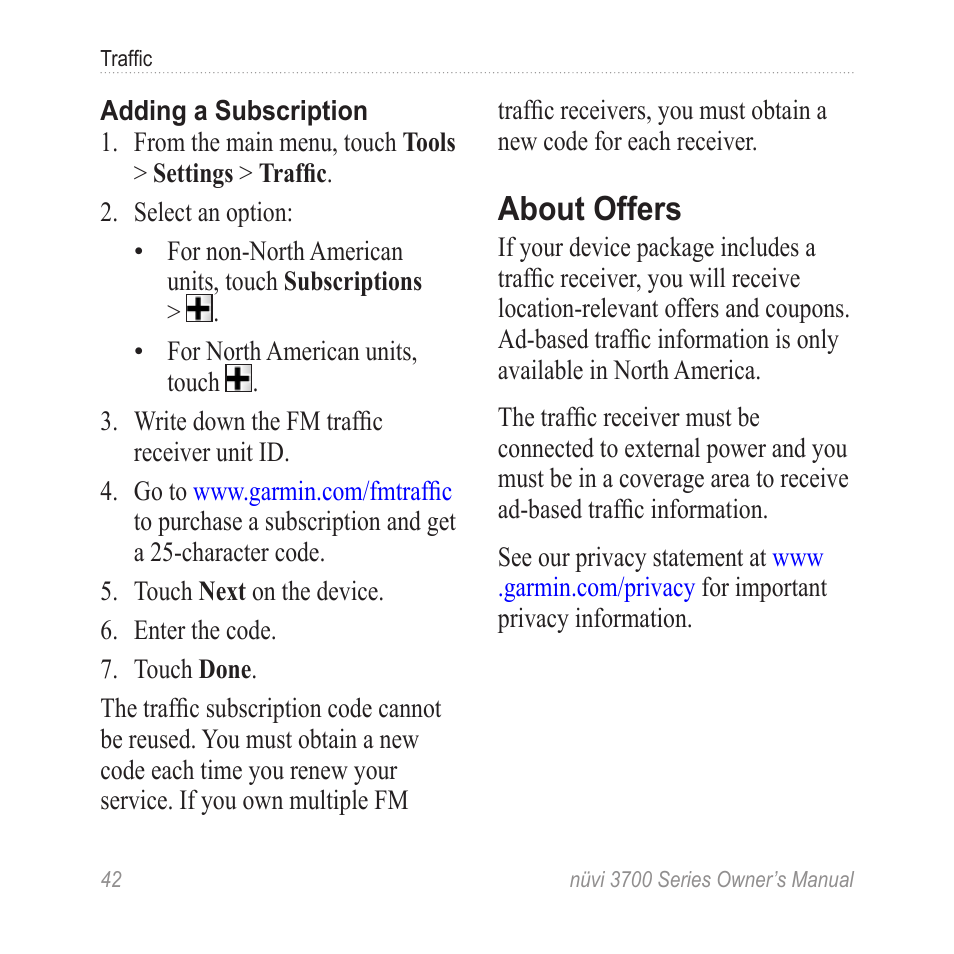 About offers | Garmin nuvi 3790T User Manual | Page 48 / 80
