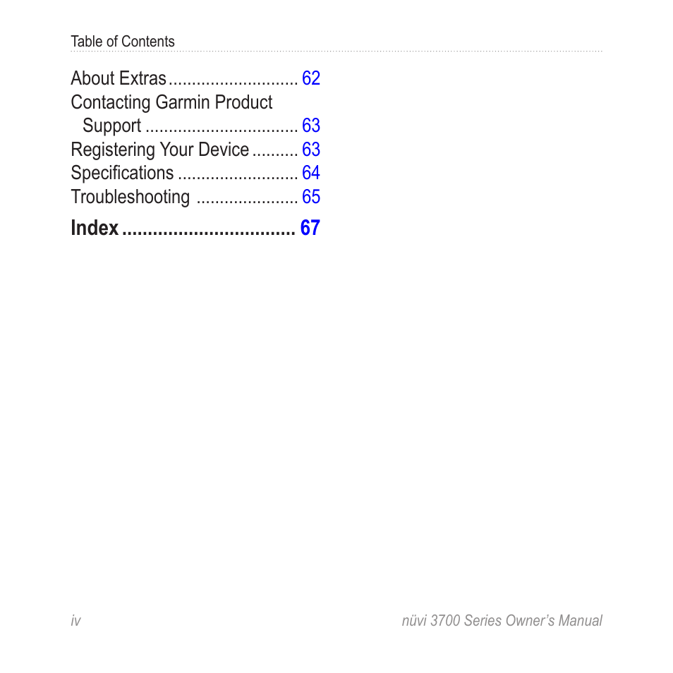 Index | Garmin nuvi 3790T User Manual | Page 6 / 80