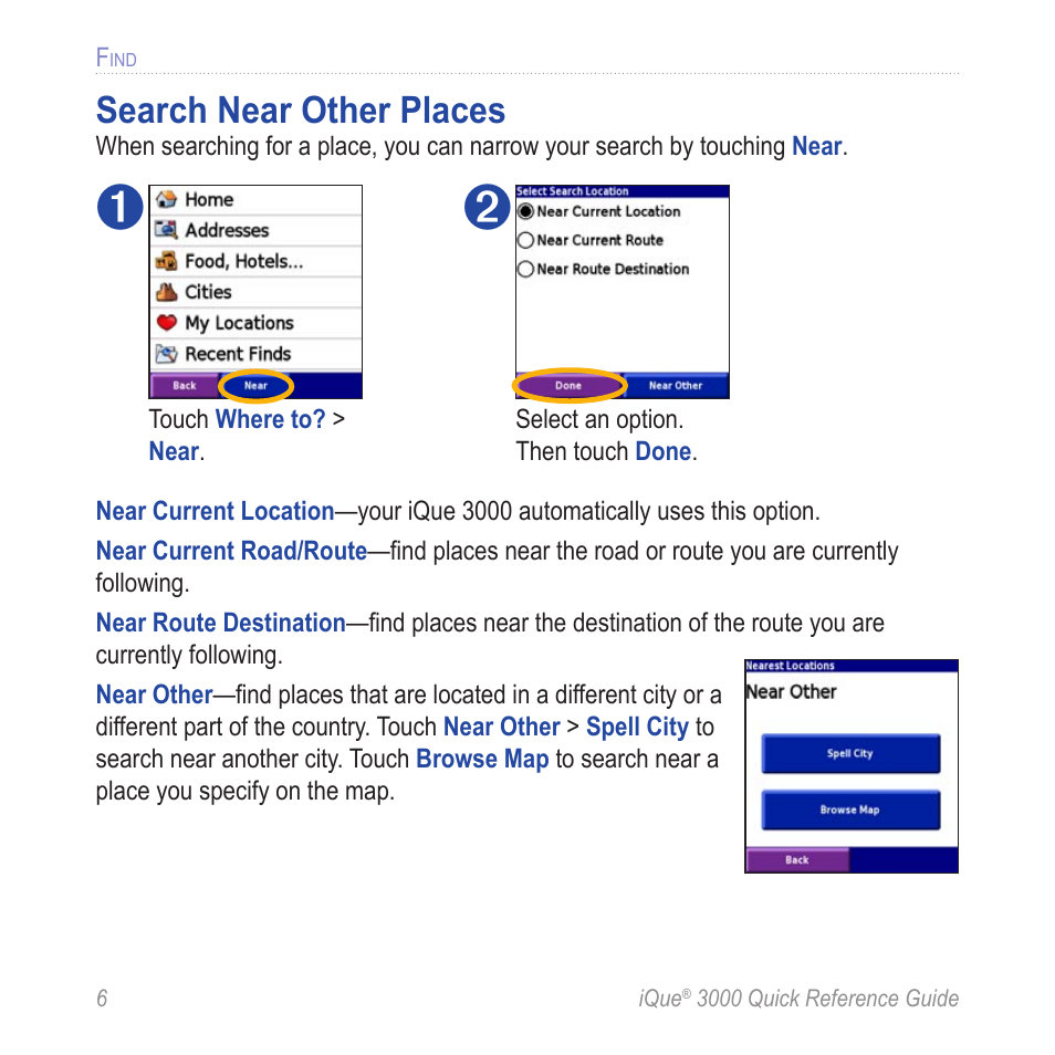 Search near other places | Garmin iQue 3000 User Manual | Page 10 / 36