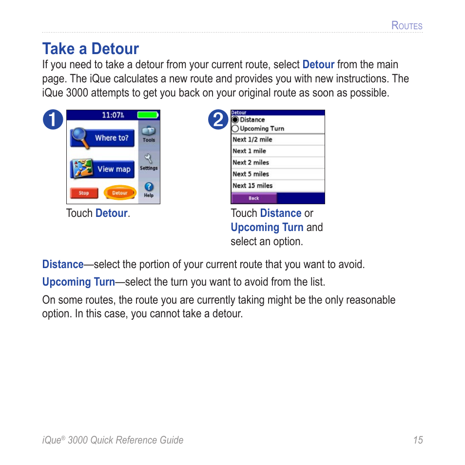 Take a detour | Garmin iQue 3000 User Manual | Page 19 / 36