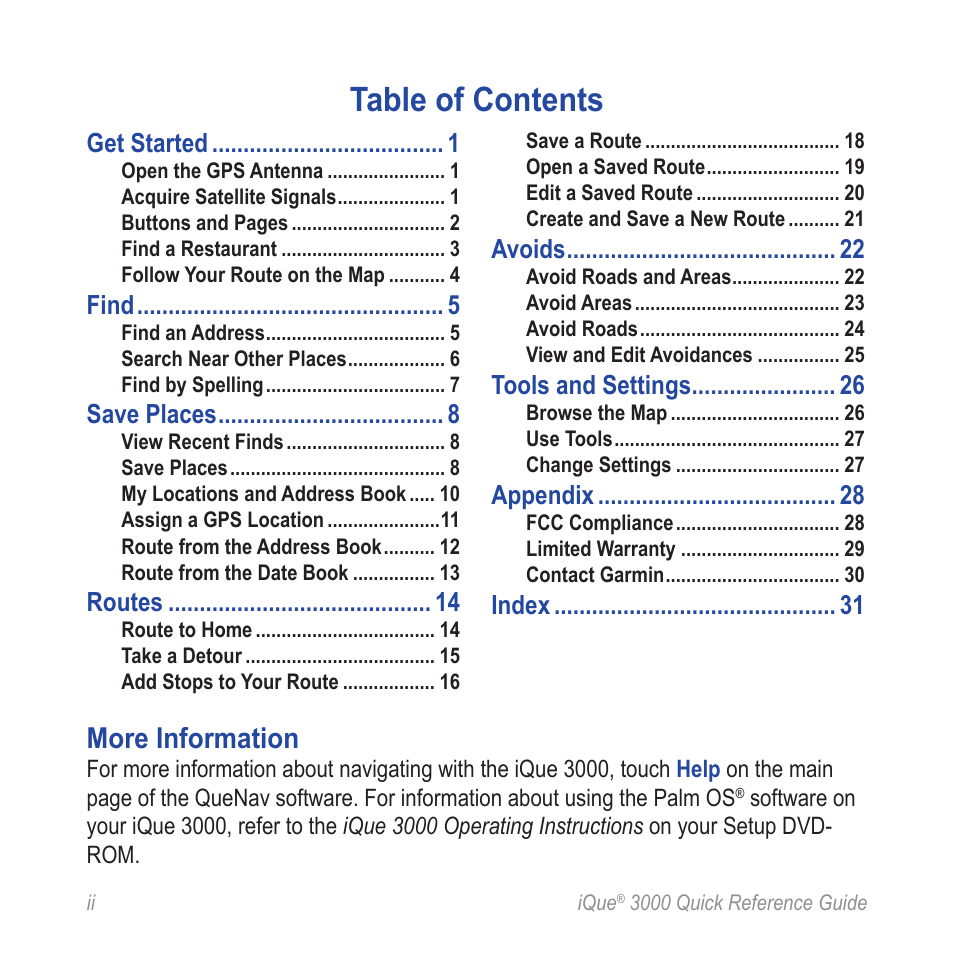 Garmin iQue 3000 User Manual | Page 2 / 36