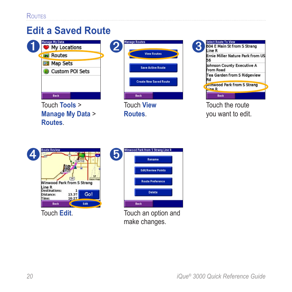 Edit a saved route | Garmin iQue 3000 User Manual | Page 24 / 36