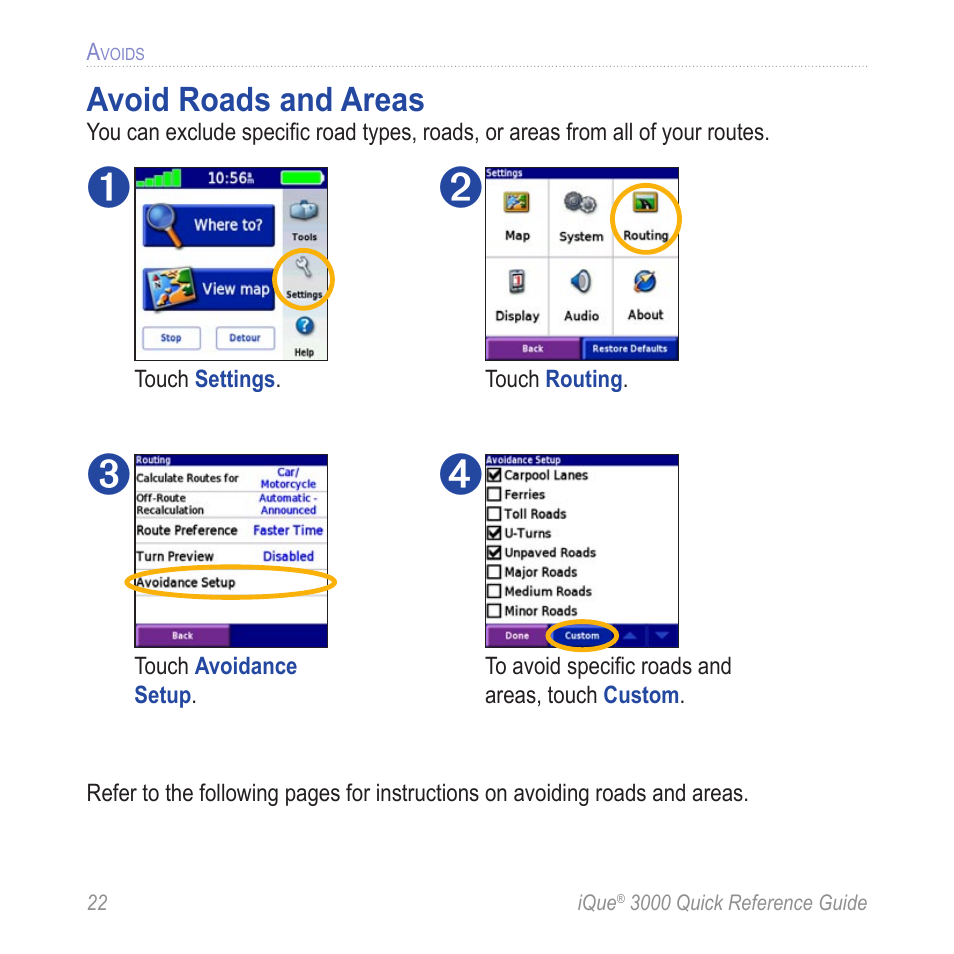 Avoids, Avoid roads and areas | Garmin iQue 3000 User Manual | Page 26 / 36