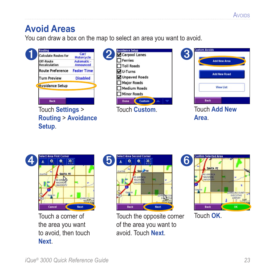 Avoid areas | Garmin iQue 3000 User Manual | Page 27 / 36