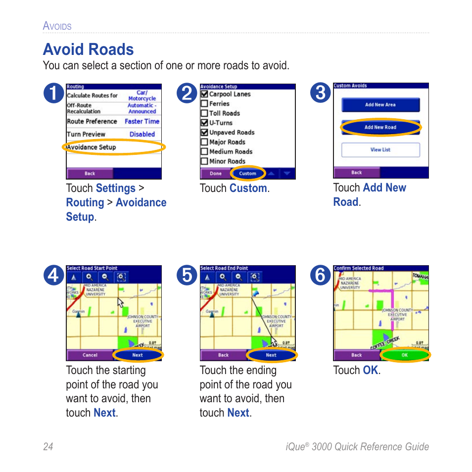 Avoid roads | Garmin iQue 3000 User Manual | Page 28 / 36