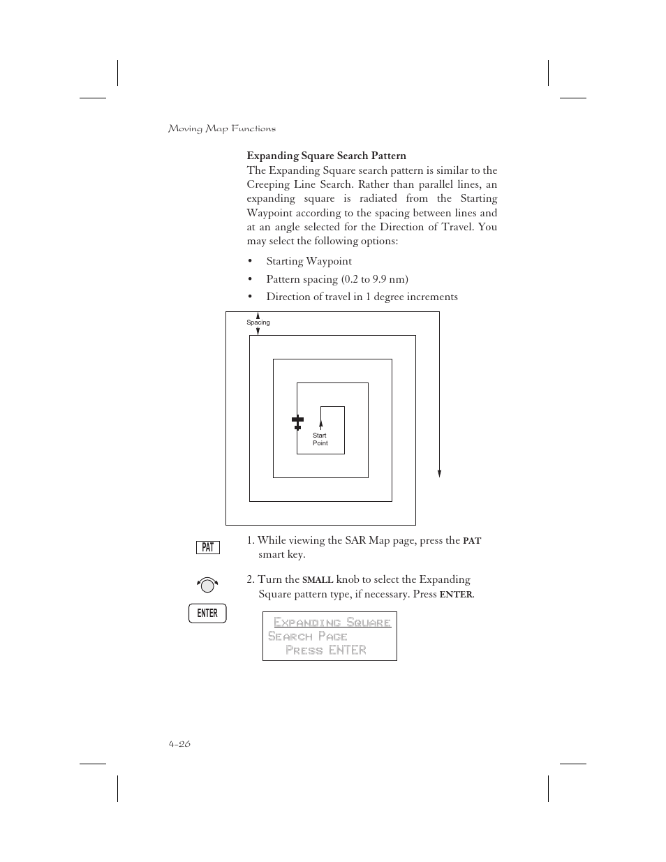 Expanding square search pattern 4-26, Expanding square pattern 4-26, Expanding square 4-26 | Expanding square search pattern -26 | Garmin APOLLO GX65 User Manual | Page 104 / 336