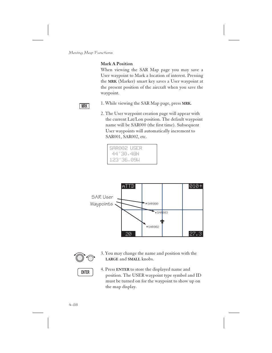 Mark a position 4-28, Mark position 4-28, Mark a position -28 | Garmin APOLLO GX65 User Manual | Page 106 / 336