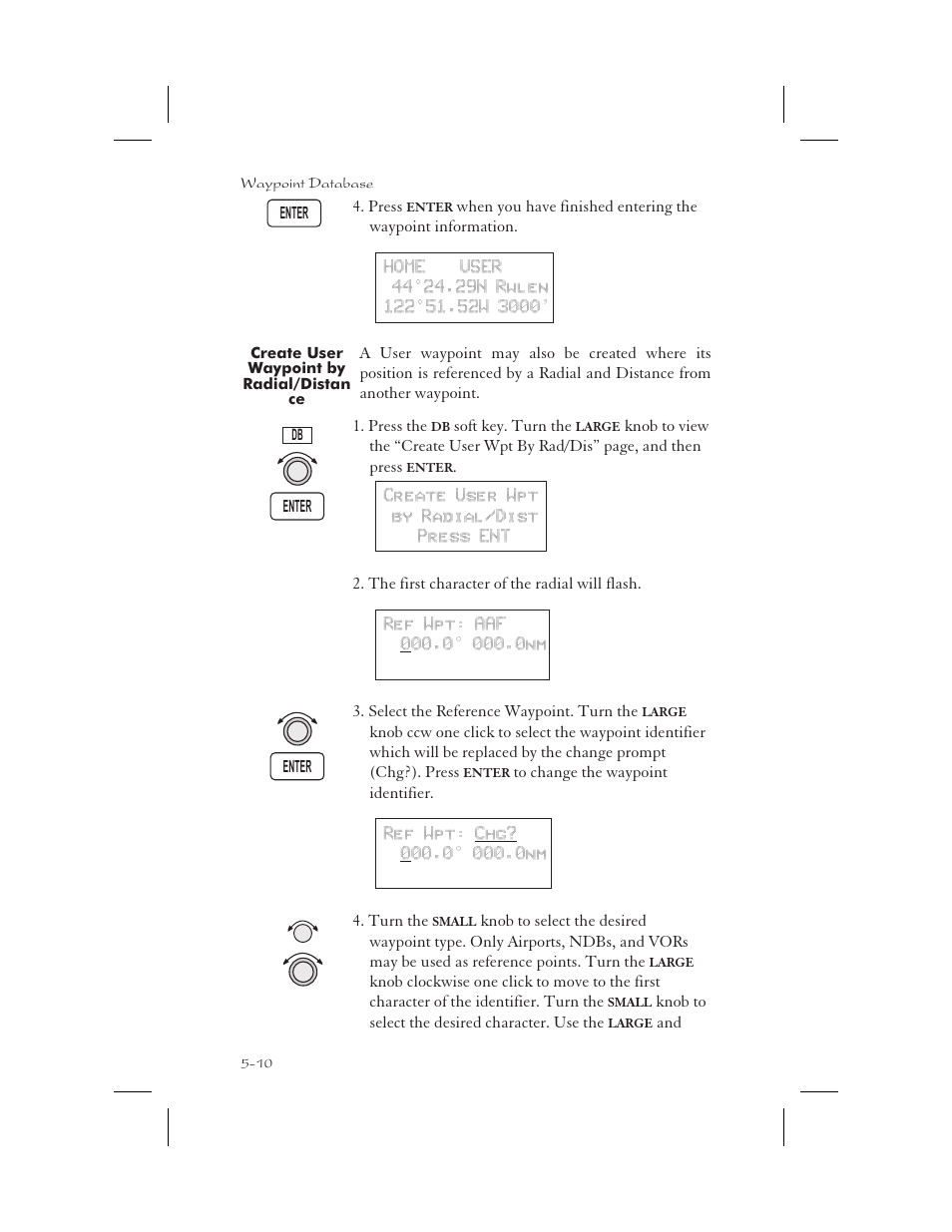 Create user waypoint by radial/distance 5-10, Create user waypoint by radial/distance -10 | Garmin APOLLO GX65 User Manual | Page 120 / 336