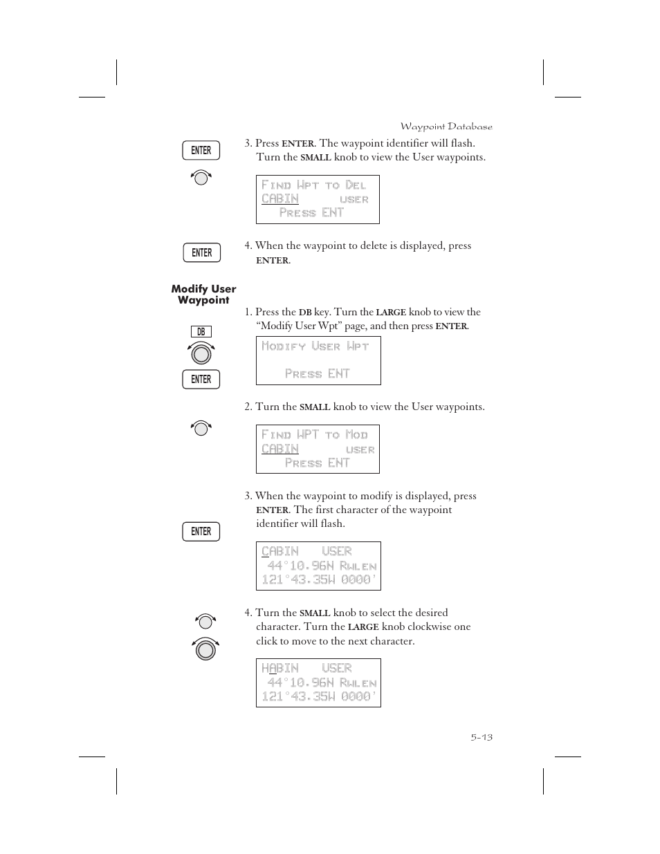 Modify user waypoint 5-13, Modify 5-13, Modify user waypoint -13 | Garmin APOLLO GX65 User Manual | Page 123 / 336