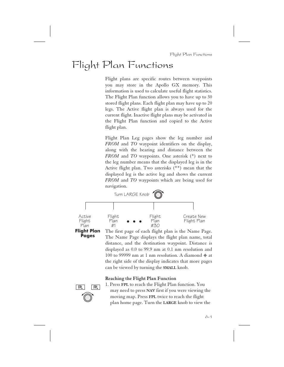 Flight plan functions 6-1, Flight plan 6-1 - 6-26, Flight plan functions -1 | Flight plan functions | Garmin APOLLO GX65 User Manual | Page 127 / 336