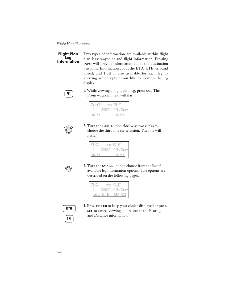 Flight plan leg information 6-6, Leg info 6-6, Flight plan leg information -6 | Garmin APOLLO GX65 User Manual | Page 132 / 336