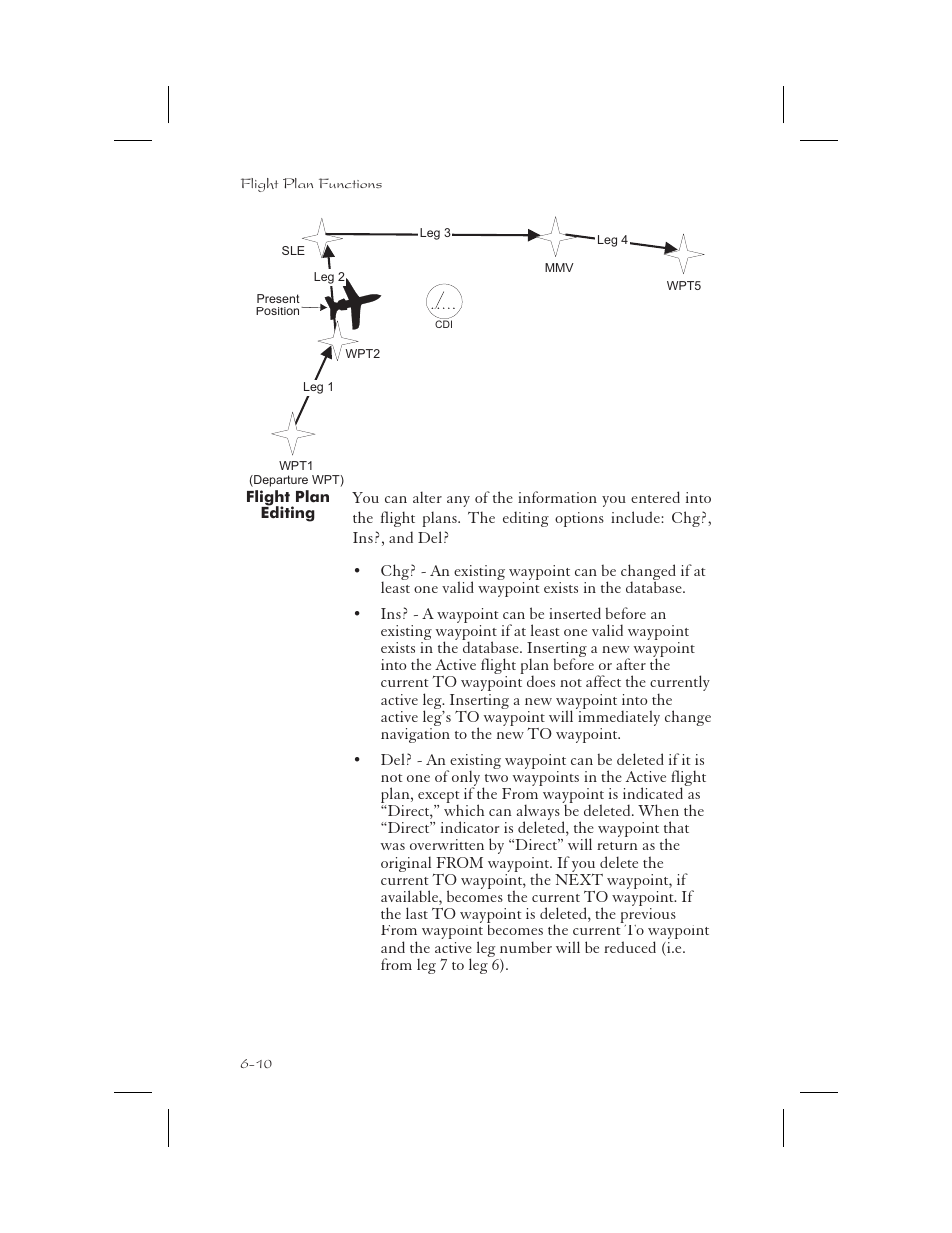 Flight plan editing 6-10, Editing 6-10 - 6-11, Flight plan editing -10 | Garmin APOLLO GX65 User Manual | Page 136 / 336