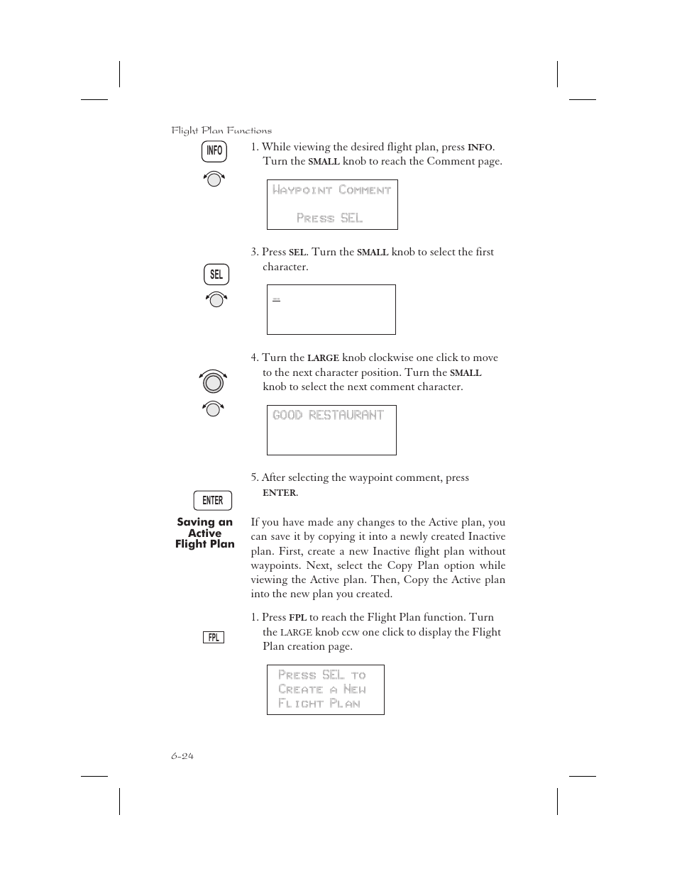 Saving an active flight plan 6-24, Saving active plan 6-24, Save active flight plan 6-24 | Saving an active flight plan -24 | Garmin APOLLO GX65 User Manual | Page 150 / 336