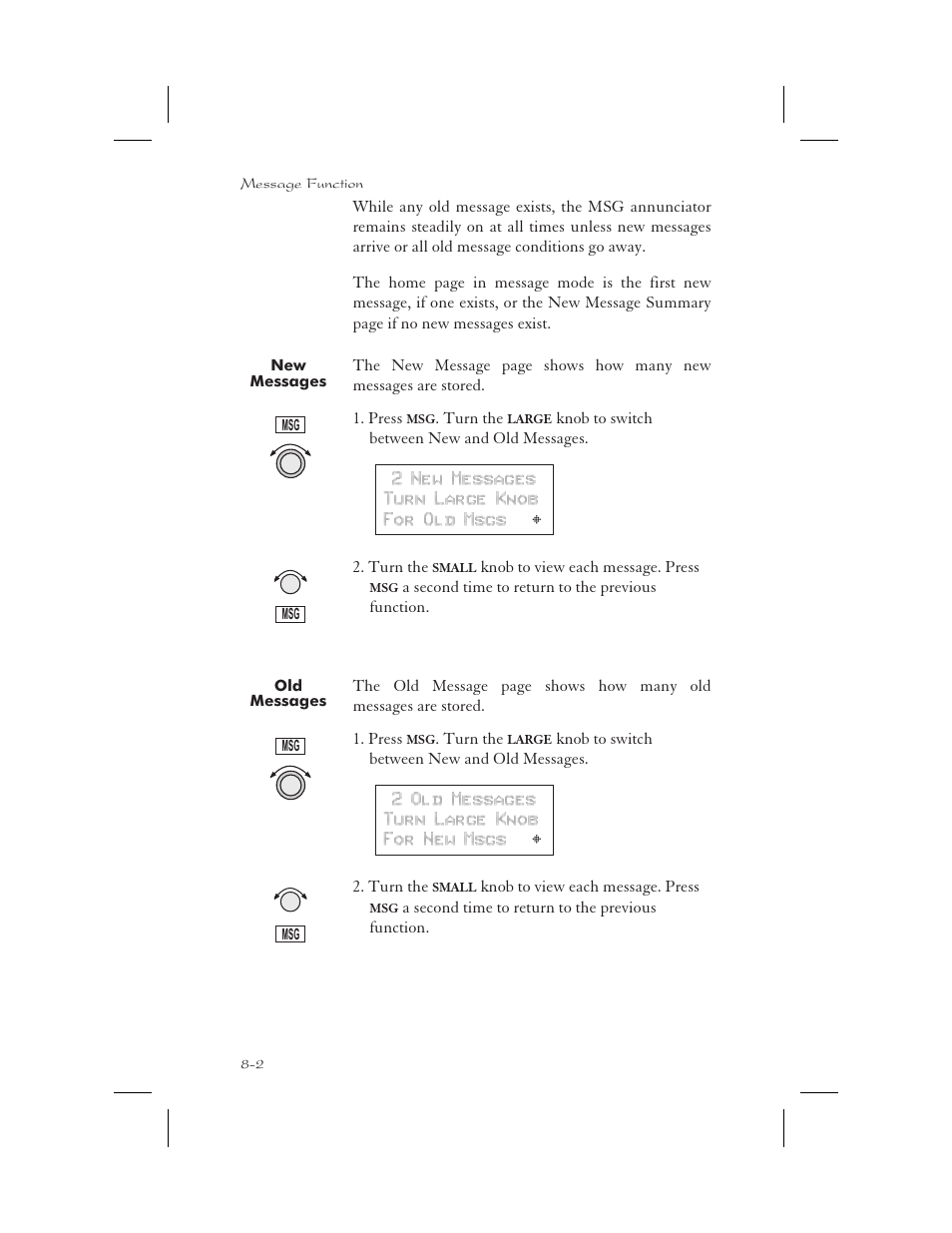 New messages 8-2, Old messages 8-2, New messages -2 | Old messages -2 | Garmin APOLLO GX65 User Manual | Page 178 / 336