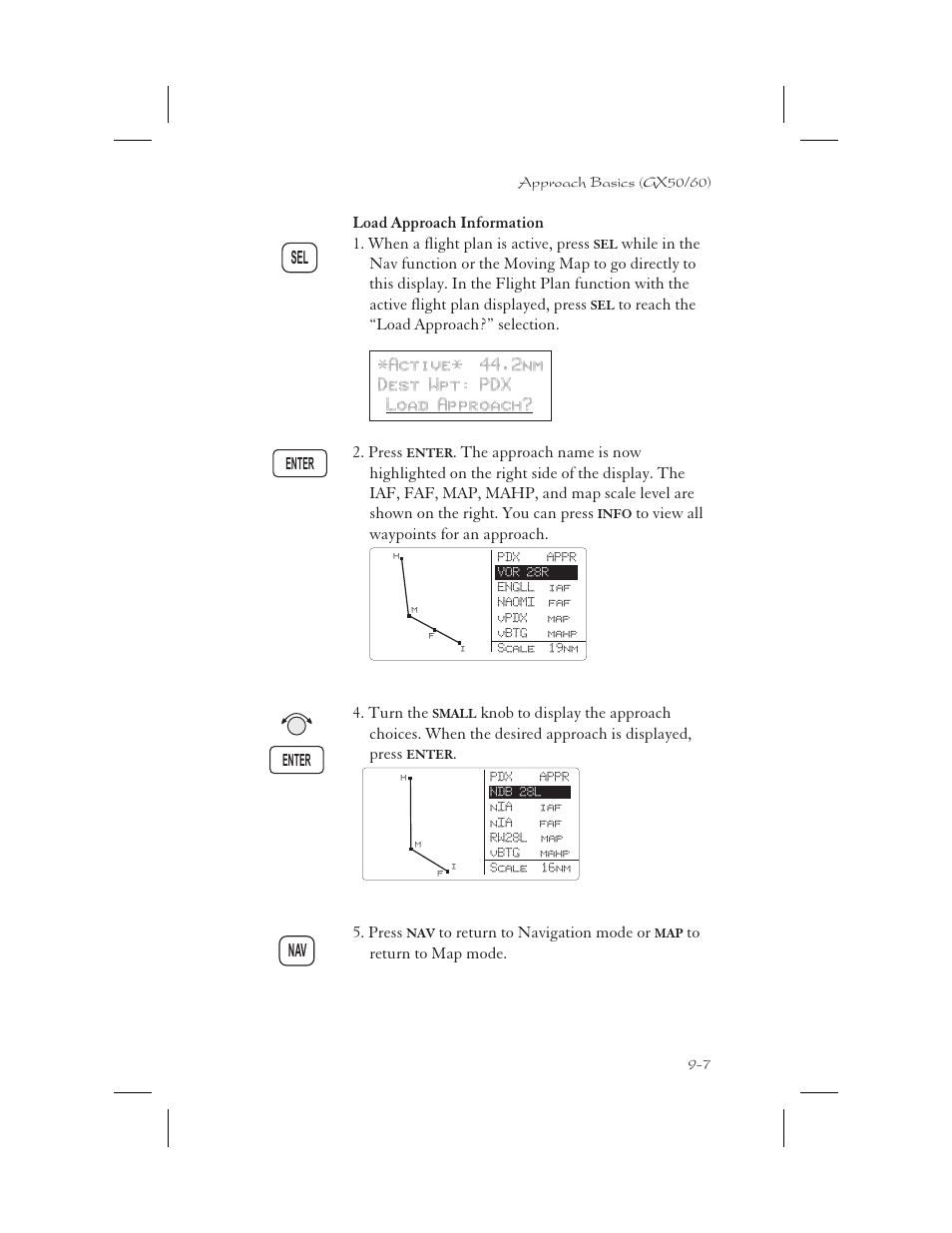 Load approach information 9-7, Load approach 9-7, Load approach information -7 | Garmin APOLLO GX65 User Manual | Page 197 / 336