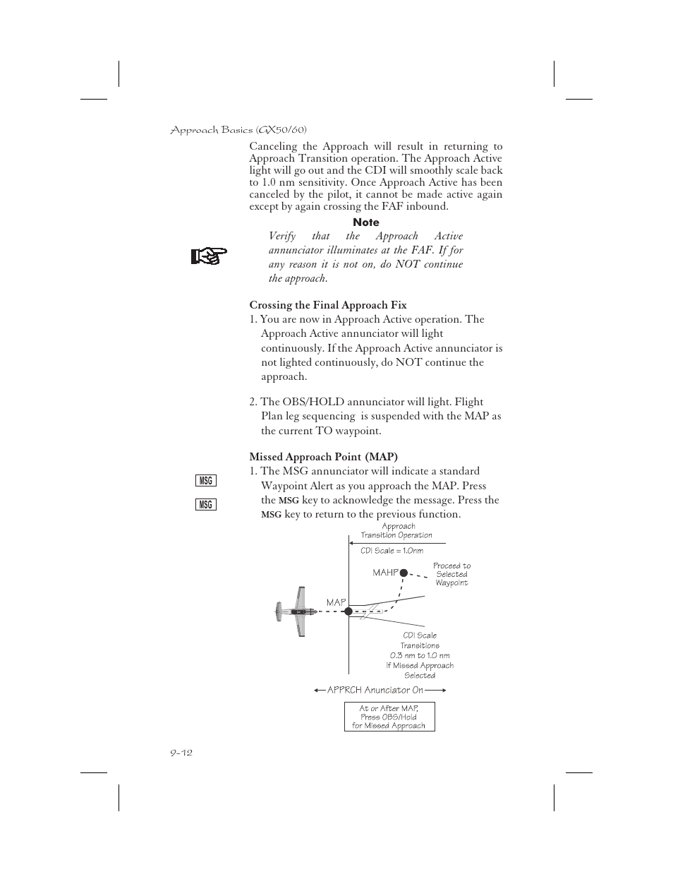 Missed approach point 9-12, Crossing faf 9-12 | Garmin APOLLO GX65 User Manual | Page 202 / 336