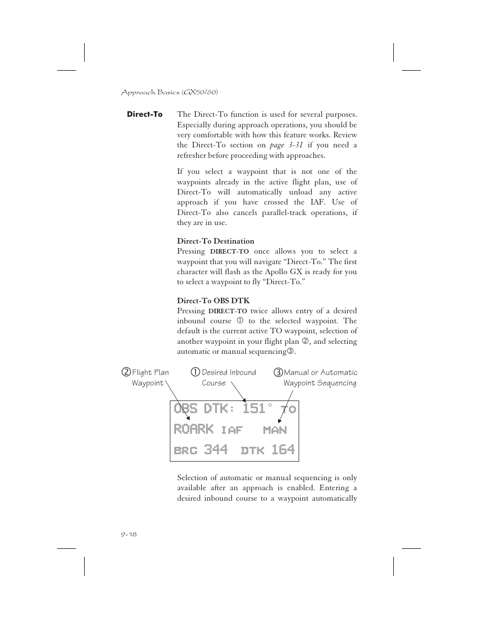 Direct-to 9-18, Direct-to -18 | Garmin APOLLO GX65 User Manual | Page 208 / 336