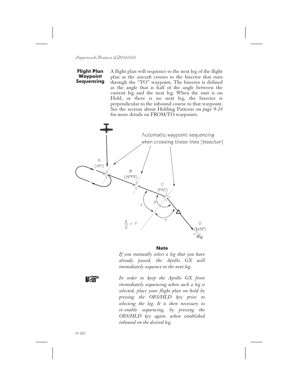 Flight plan waypoint sequencing 9-20, Waypoint sequencing 9-20, Flight plan waypoint sequencing -20 | Garmin APOLLO GX65 User Manual | Page 210 / 336