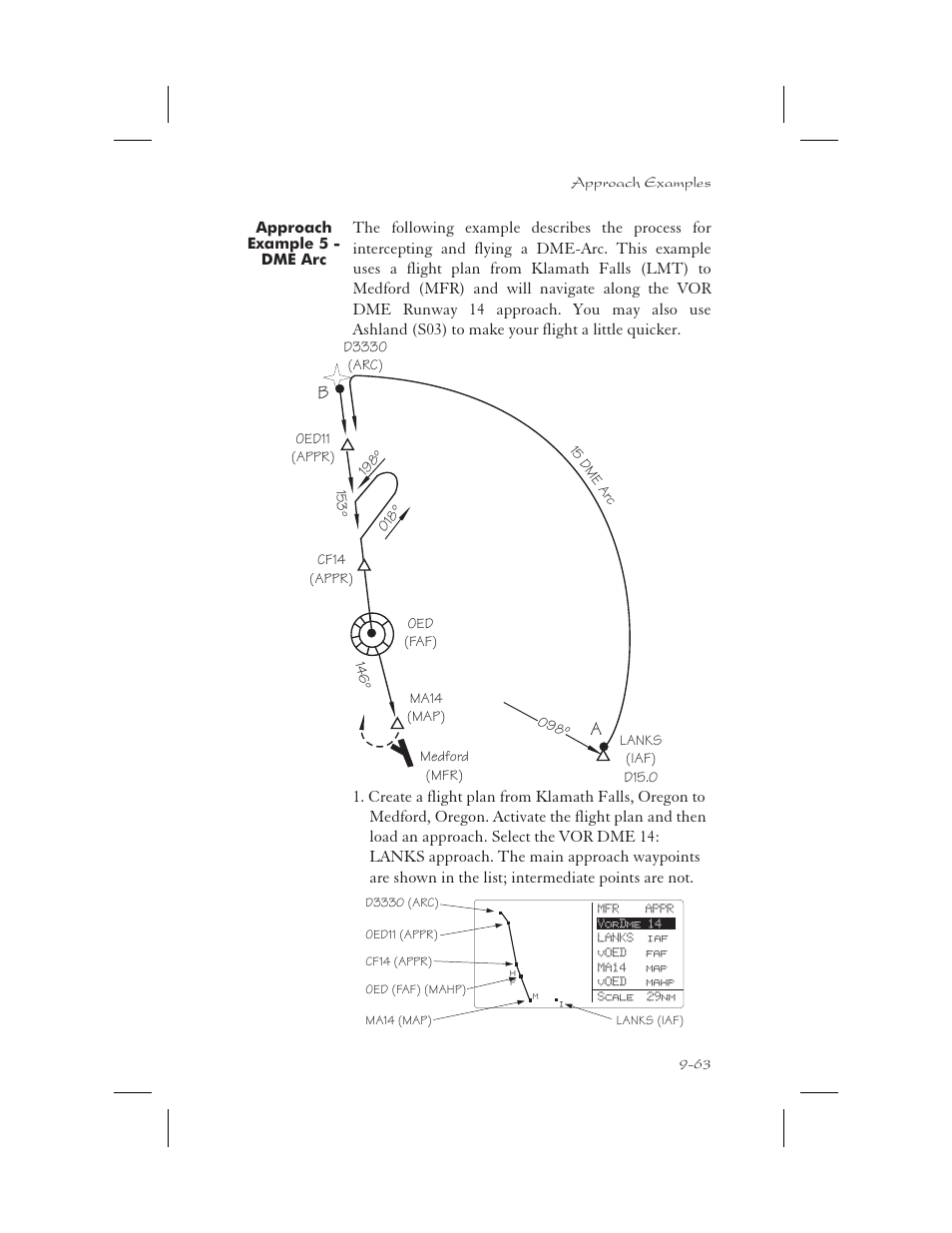 Approach example 5 - dme arc 9-63, Dme arc 9-63, Approach example 5 - dme arc -63 | Garmin APOLLO GX65 User Manual | Page 253 / 336