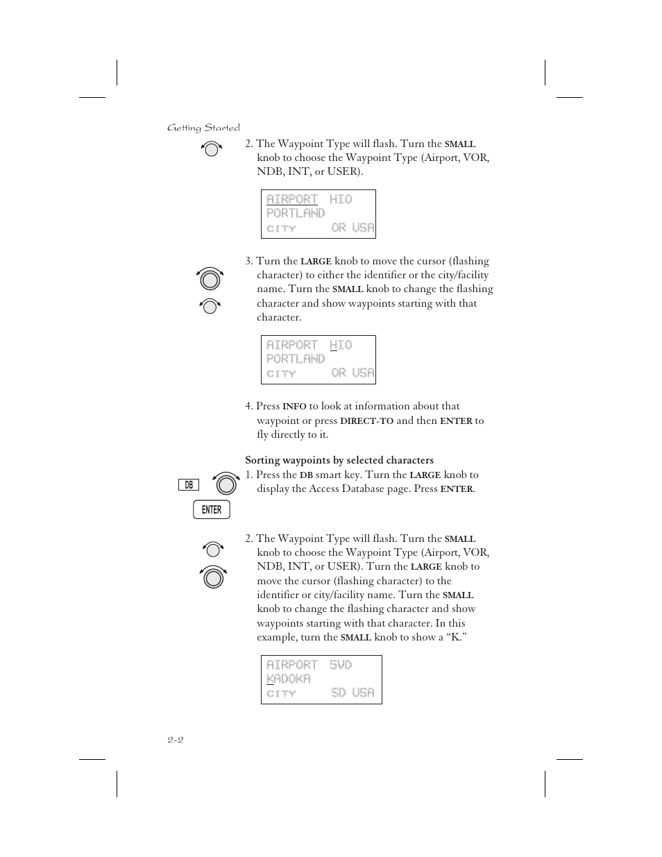 Sorting waypoints by selected characters 2-2, Sort waypoints 2-2, Sorting waypoints by selected characters -2 | Garmin APOLLO GX65 User Manual | Page 28 / 336