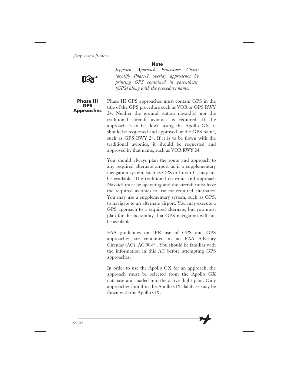 Phase iii 9-90, Phase iii approach 9-90 | Garmin APOLLO GX65 User Manual | Page 280 / 336