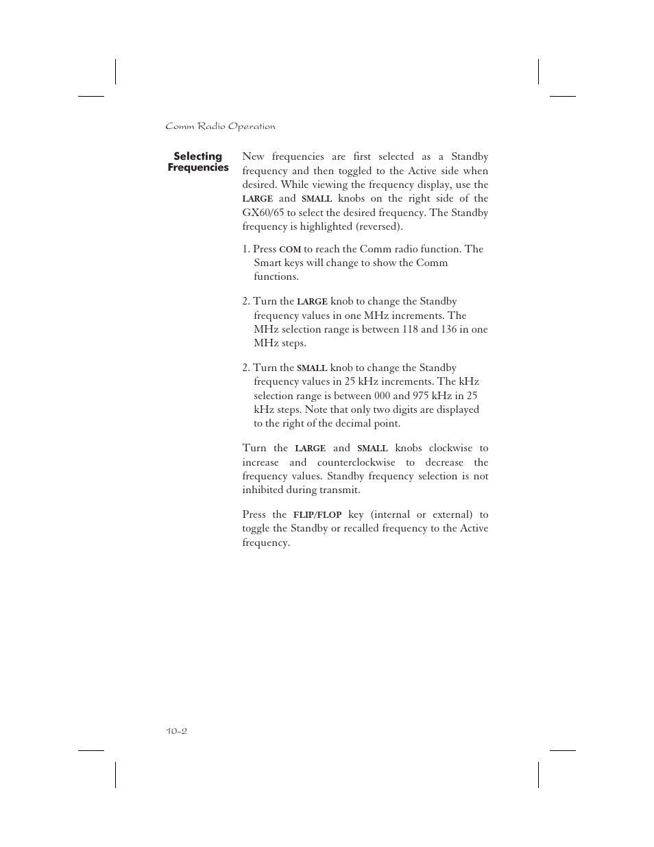 Selecting frequencies 10-2, Selecting frequencies -2 | Garmin APOLLO GX65 User Manual | Page 282 / 336