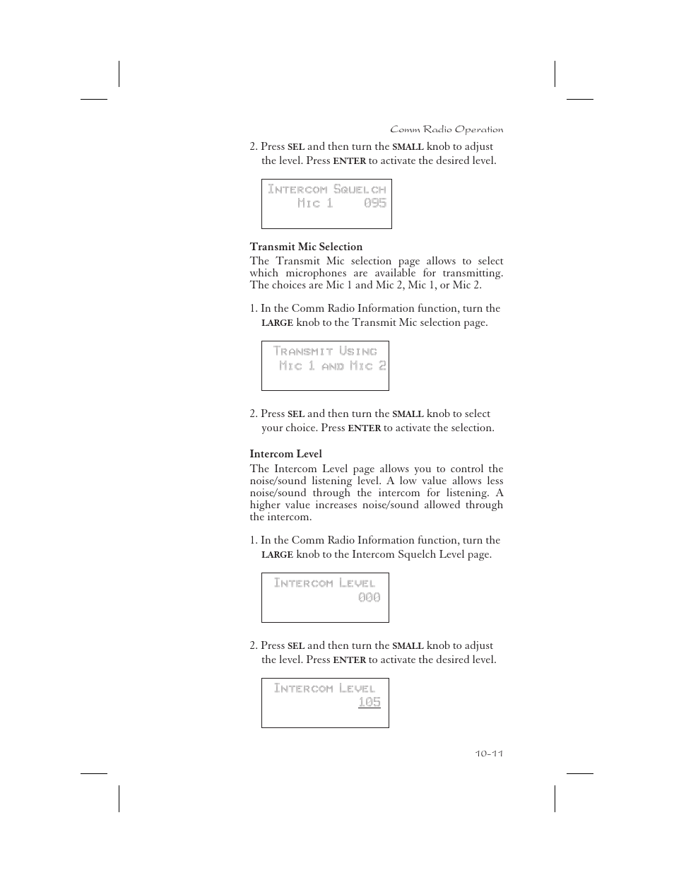 Transmit mic selection 10-11, Intercom level 10-11, Transmit mic 10-11 | Transmit mic selection -11, Intercom level -11 | Garmin APOLLO GX65 User Manual | Page 291 / 336