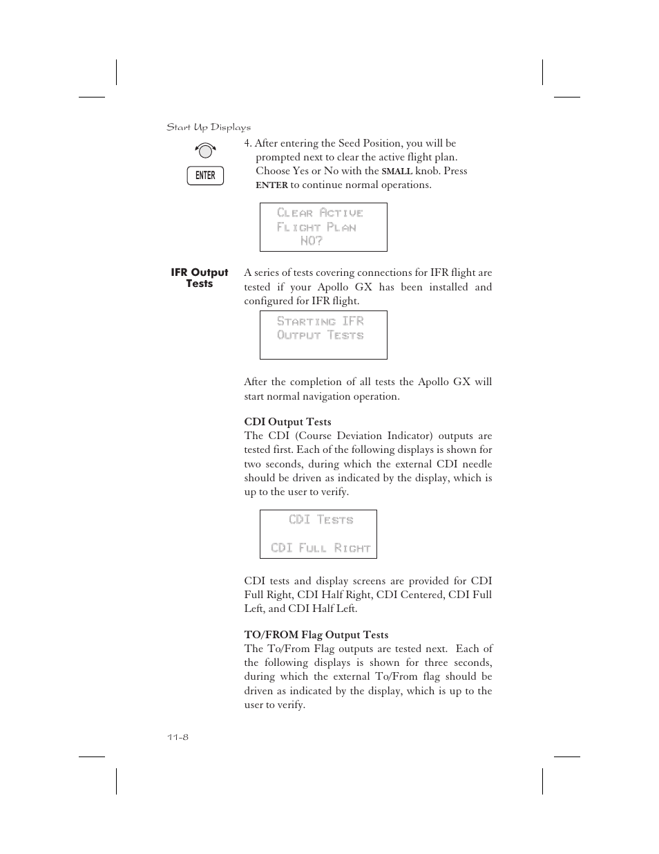 Ifr output tests 11-8, Output tests 11-8, To-from flag tests 11-8 | Ifr output tests -8 | Garmin APOLLO GX65 User Manual | Page 300 / 336