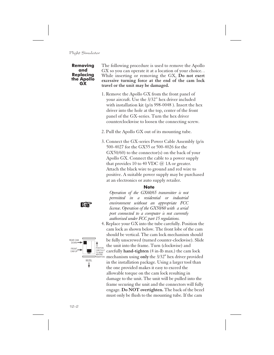 Removing and replacing the apollo gx 12-2, Starting 12-2, Remove unit from aircraft 12-2 | Replace unit in aircraft 12-2, Removing and replacing the apollo gx -2 | Garmin APOLLO GX65 User Manual | Page 306 / 336