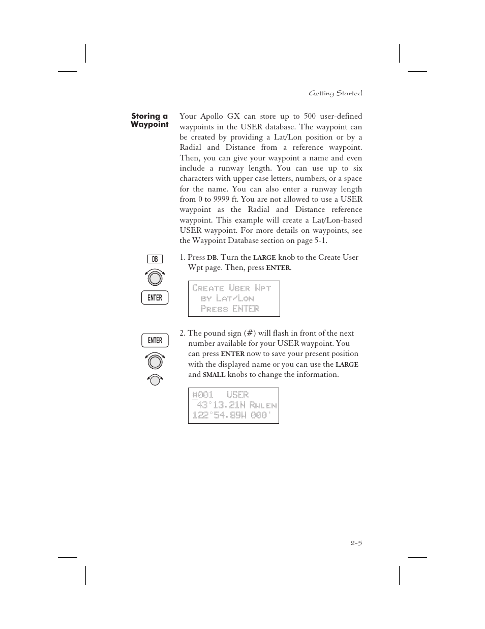 Storing a waypoint 2-5, Storing a waypoint -5 | Garmin APOLLO GX65 User Manual | Page 31 / 336