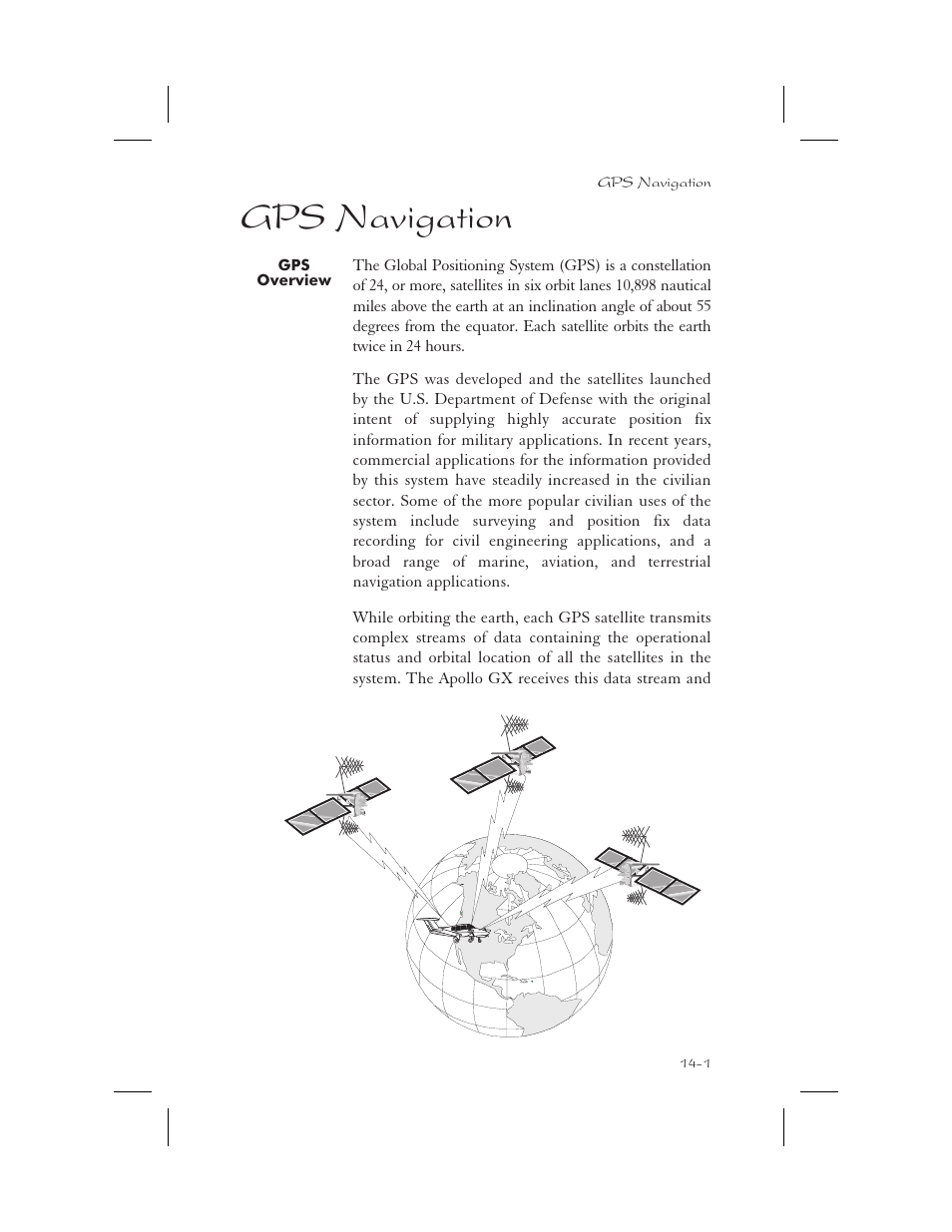 Gps navigation 14-1, Introduction 14-1 - 14-2, Gps navigation -1 | Gps navigation | Garmin APOLLO GX65 User Manual | Page 313 / 336