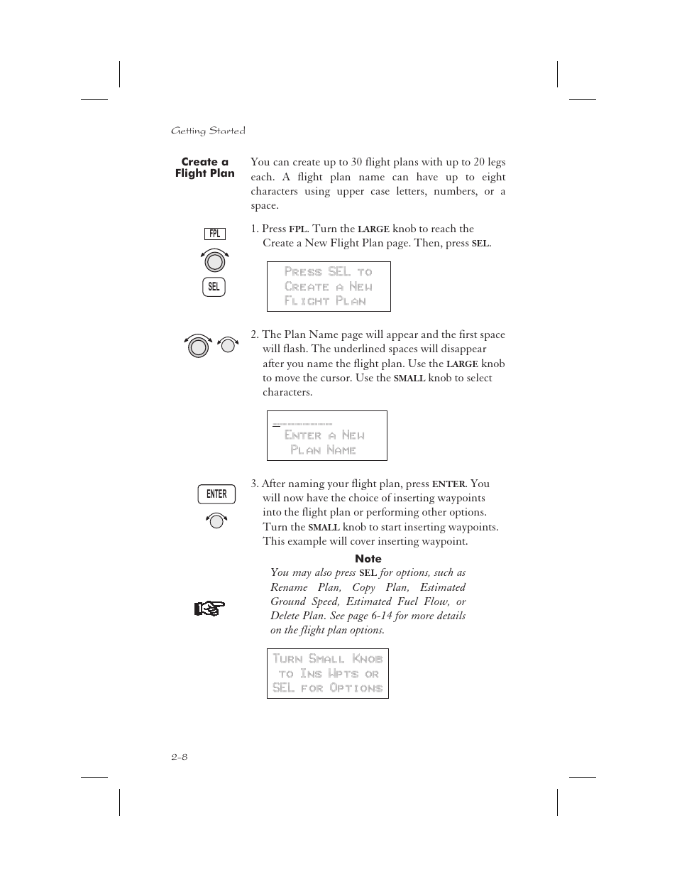 Create a flight plan 2-8, Creating 2-8, 6-2, Create a flight plan -8 | Garmin APOLLO GX65 User Manual | Page 34 / 336