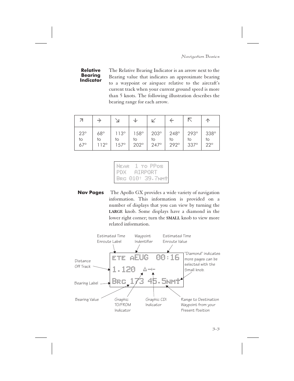 Relative bearing indicator 3-3, Relative bearing indicator -3 | Garmin APOLLO GX65 User Manual | Page 41 / 336