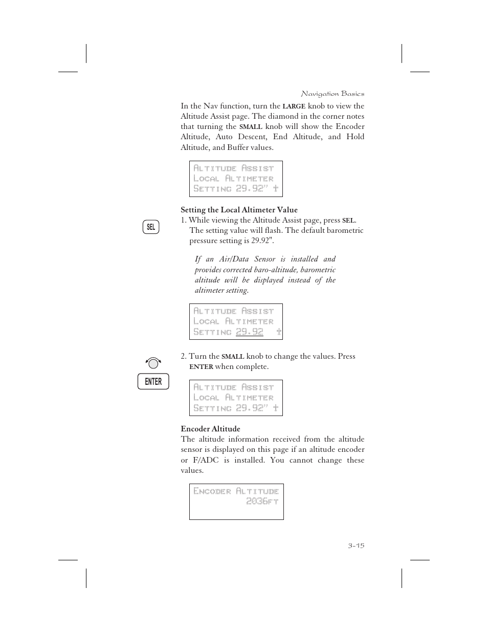 Encoder altitude 3-15, Local altimeter 3-15 | Garmin APOLLO GX65 User Manual | Page 53 / 336