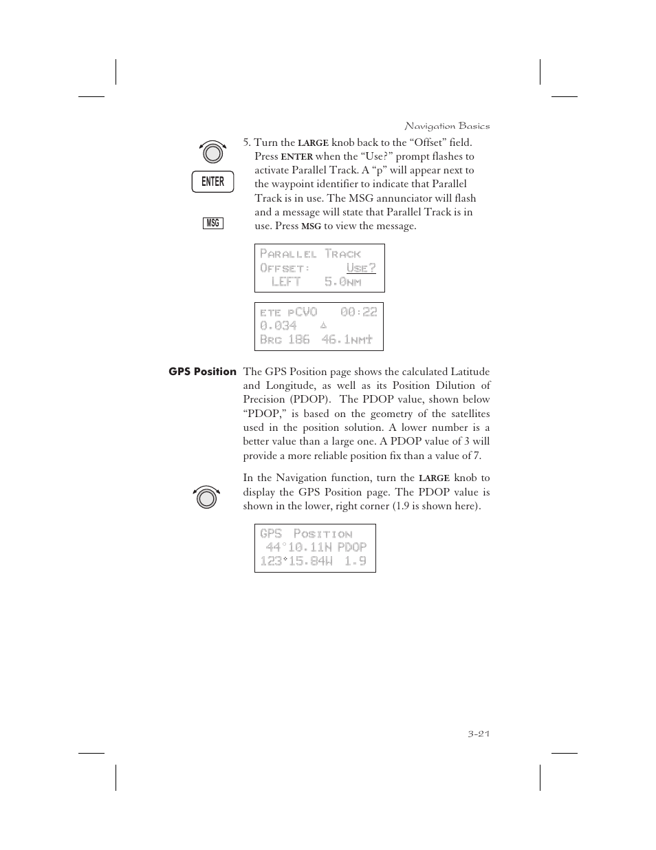 Gps position 3-21, Position 3-21, Pdop 3-21 | Gps position -21 | Garmin APOLLO GX65 User Manual | Page 59 / 336