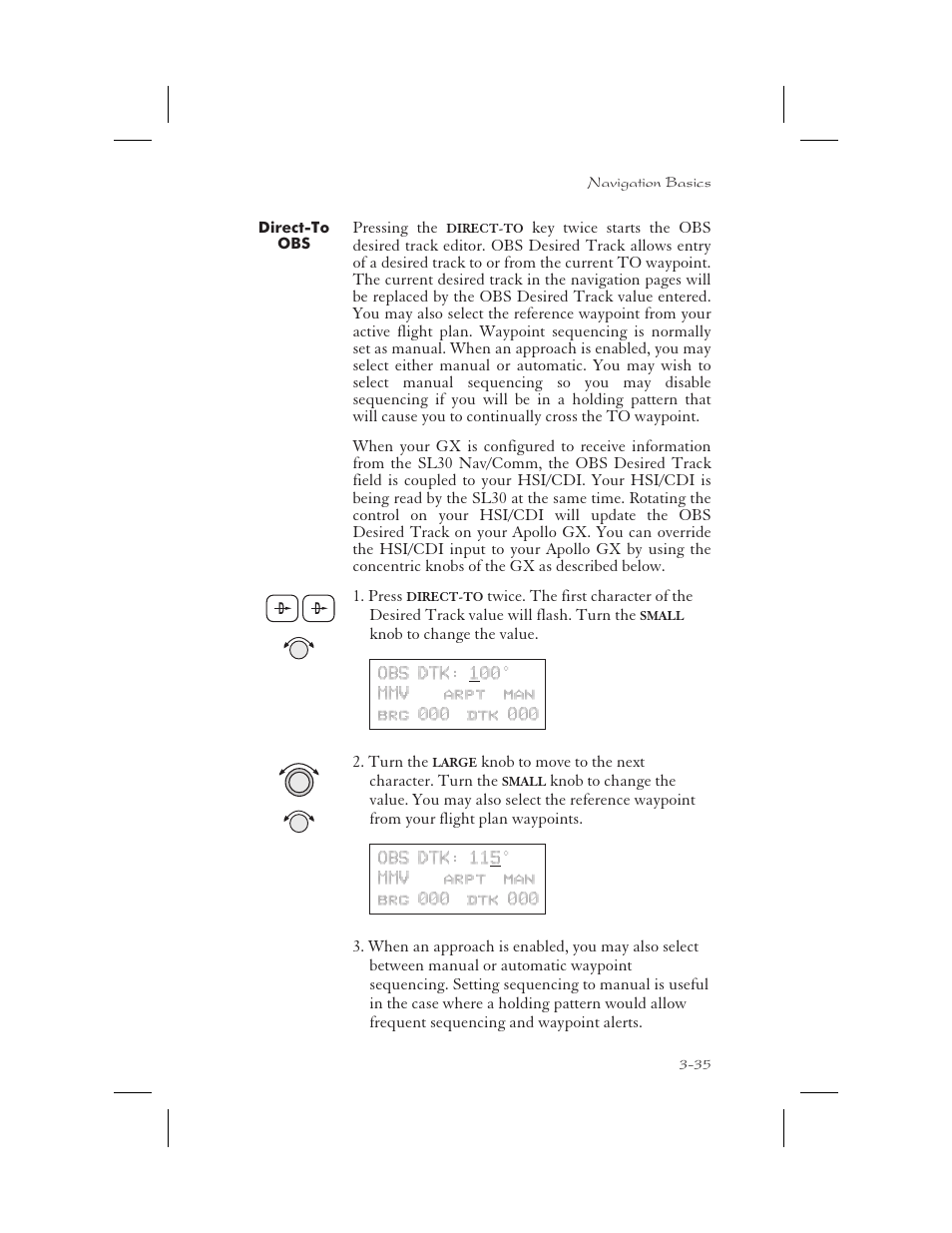 Direct-to obs 3-35, Obs 3-35, Obs 3-35, 8-12, 9-18 | Direct-to obs -35 | Garmin APOLLO GX65 User Manual | Page 73 / 336