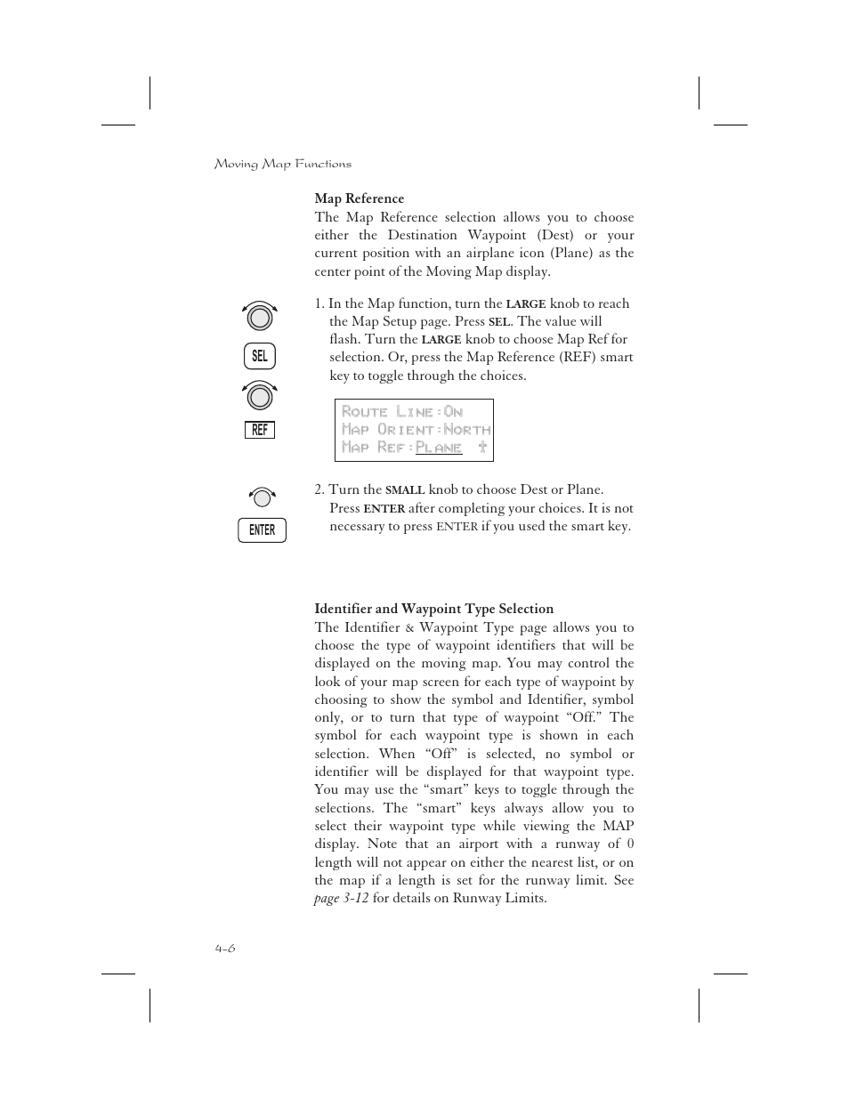 Map reference 4-6, Identifier and waypoint type selection 4-6, Idents 4-6 | Map reference -6, Identifier and waypoint type selection -6 | Garmin APOLLO GX65 User Manual | Page 84 / 336