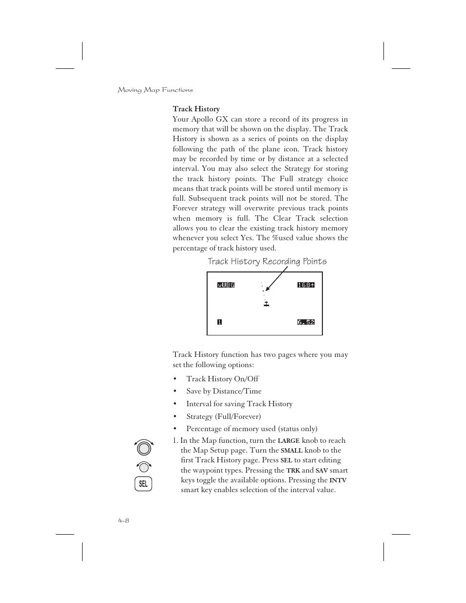 Track history 4-8, Strategy 4-8, Track history -8 | Garmin APOLLO GX65 User Manual | Page 86 / 336