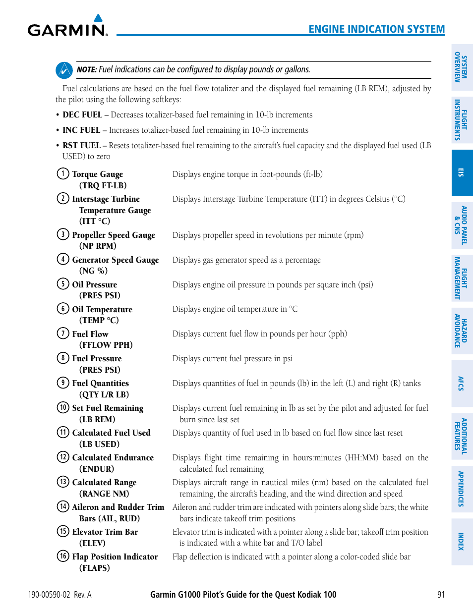 Engine indication system | Garmin G1000 Quest Kodiak User Manual | Page 103 / 500