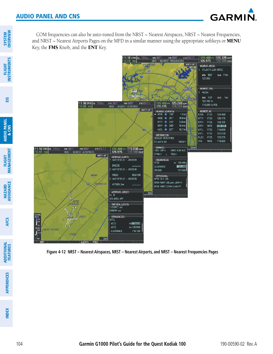Audio panel and cns | Garmin G1000 Quest Kodiak User Manual | Page 116 / 500