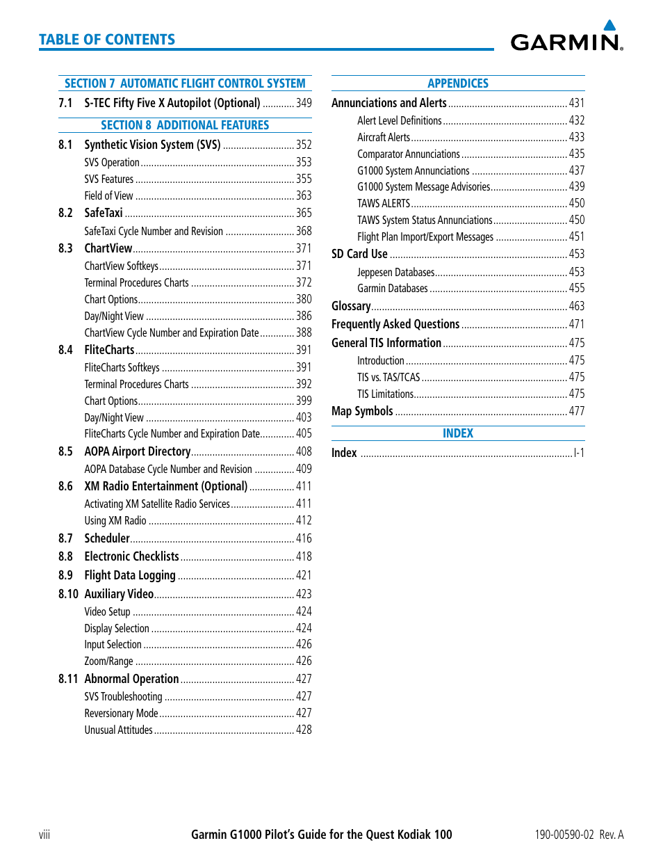 Garmin G1000 Quest Kodiak User Manual | Page 12 / 500