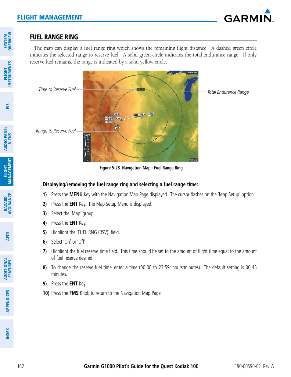 Fuel range ring, Flight management | Garmin G1000 Quest Kodiak User Manual | Page 174 / 500