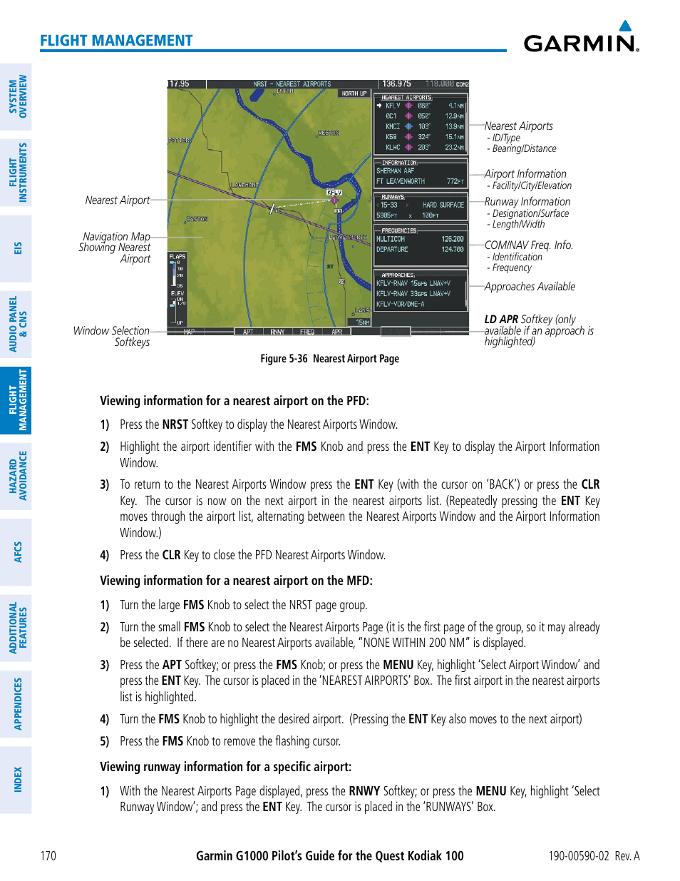 Flight management | Garmin G1000 Quest Kodiak User Manual | Page 182 / 500