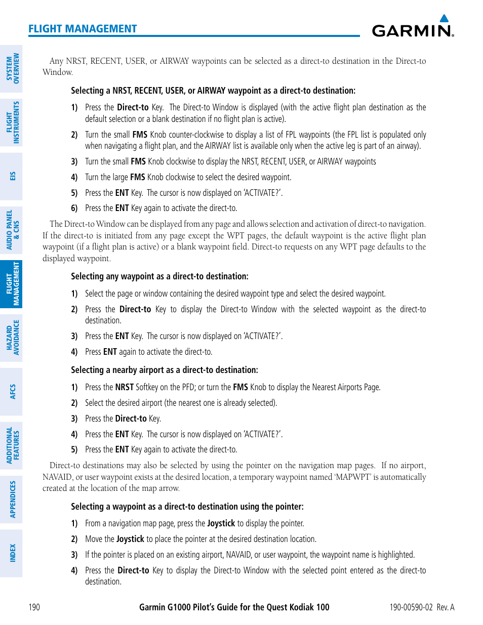 Flight management | Garmin G1000 Quest Kodiak User Manual | Page 202 / 500