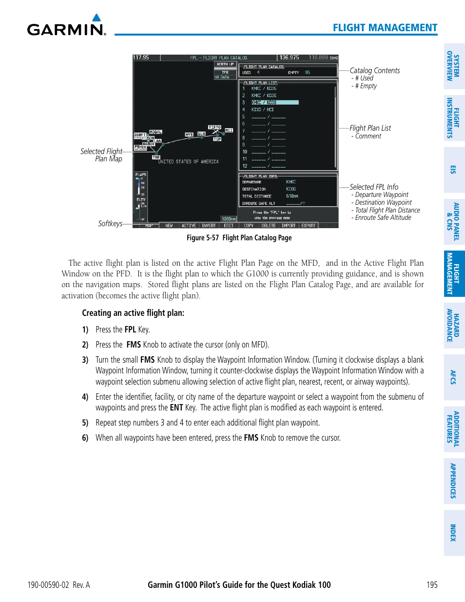 Flight management | Garmin G1000 Quest Kodiak User Manual | Page 207 / 500