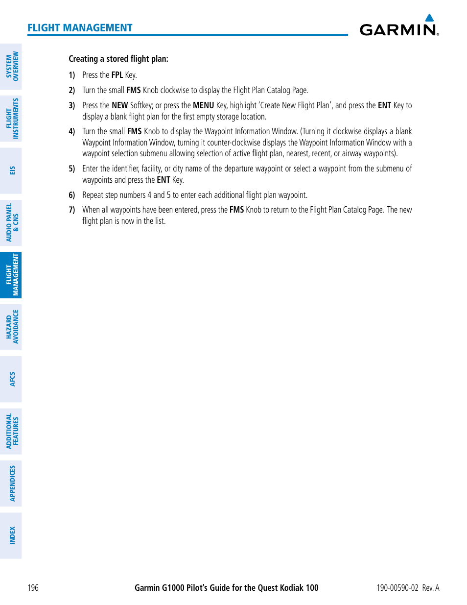 Flight management | Garmin G1000 Quest Kodiak User Manual | Page 208 / 500