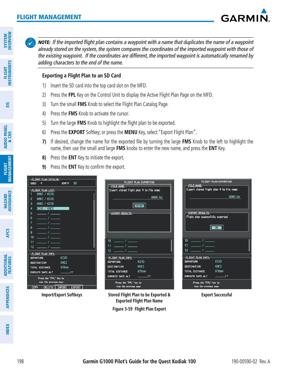 Flight management | Garmin G1000 Quest Kodiak User Manual | Page 210 / 500