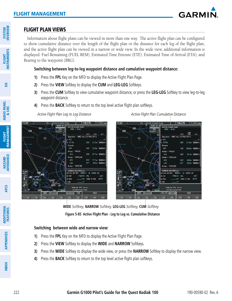 Flight plan views, Flight management | Garmin G1000 Quest Kodiak User Manual | Page 234 / 500