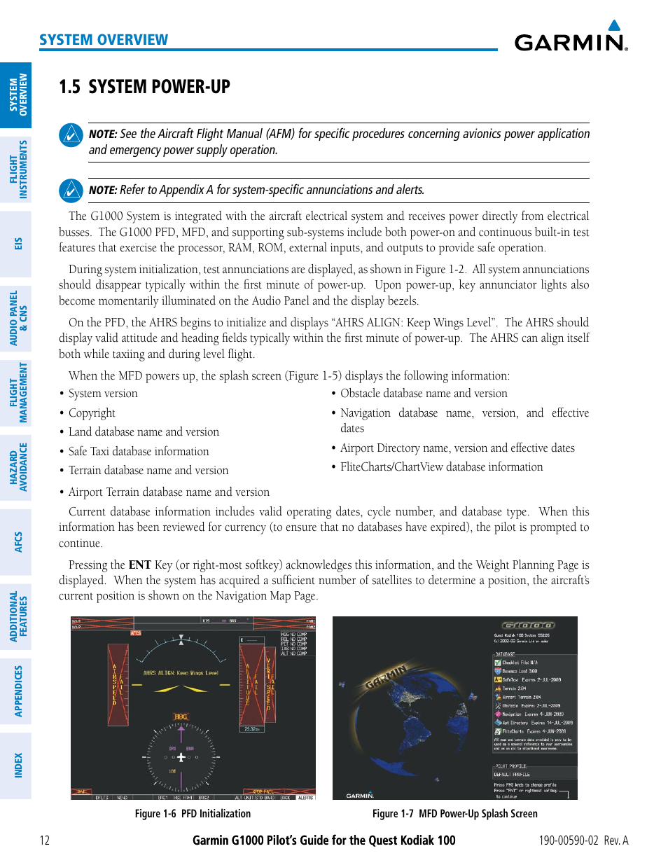 5 system power-up, System overview | Garmin G1000 Quest Kodiak User Manual | Page 24 / 500